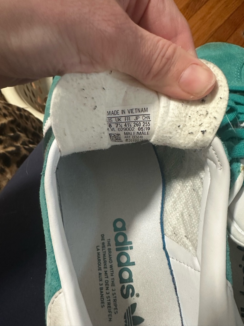 adidas Teal and White Suede Casual Sneakers